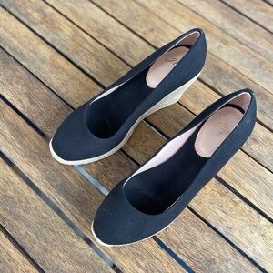 Jcrew Canvas Espadrille Wedges - Black
